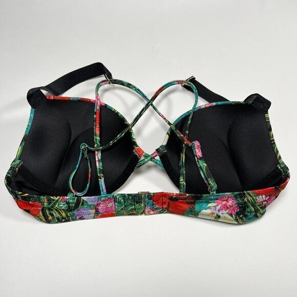 Victoria Secret 34A Bombshell Push Up Bikini Top Shine Strap Palm Tropical Print - Picture 3 of 4